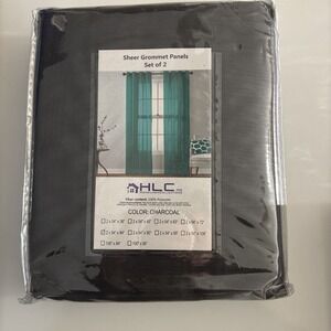 HLC Sheer Grommet Panels Charcoal Black curtains